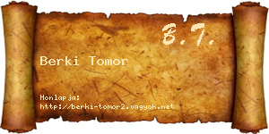 Berki Tomor névjegykártya